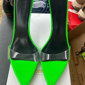 La Femme Neon green Strapless heels